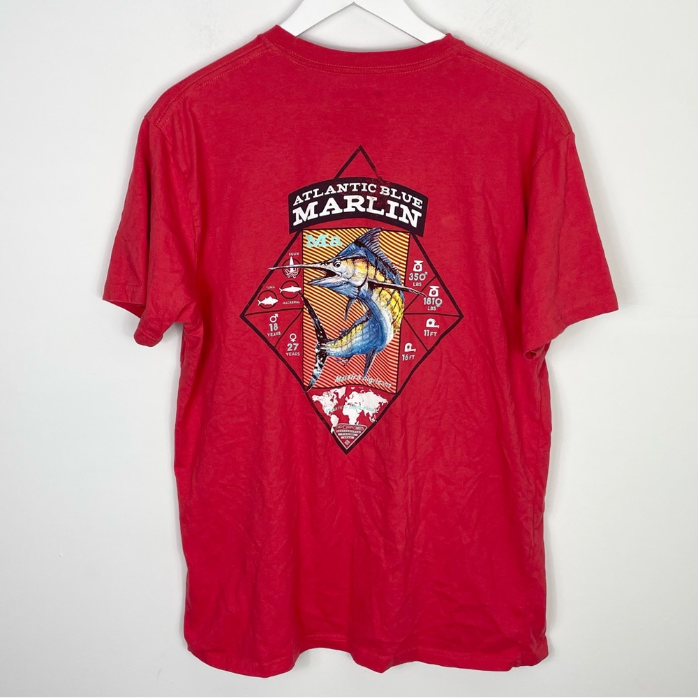 Columbia PFG Marlin Stats Diamond Tee Graphic Tee Red Fishing Size XL
